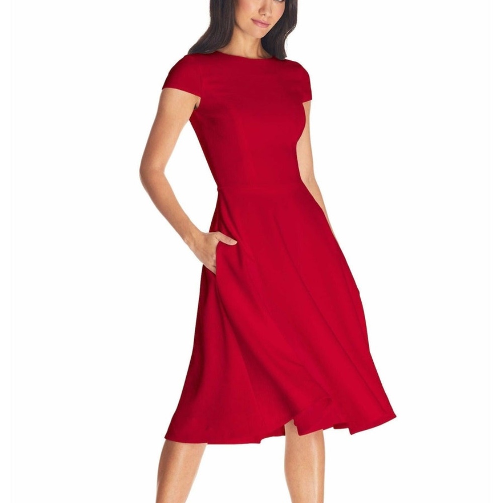 NEW DRESS THE POPULATION Livia GARNET Red Fit & Flare MIDI Cocktail DRESS S - Picture 13 of 14